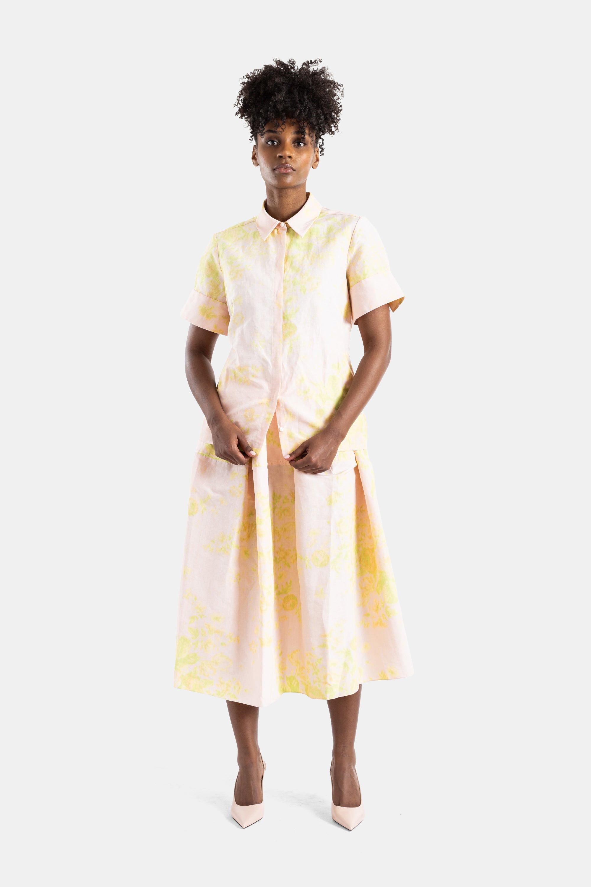 Chartreuse Floral Pleated Midi Skirt Erdem | Actuel B
