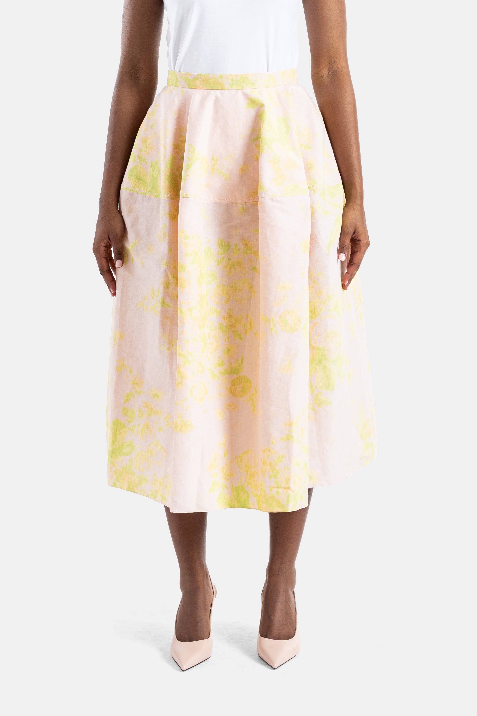 Chartreuse Floral Pleated Midi Skirt Erdem | Actuel B