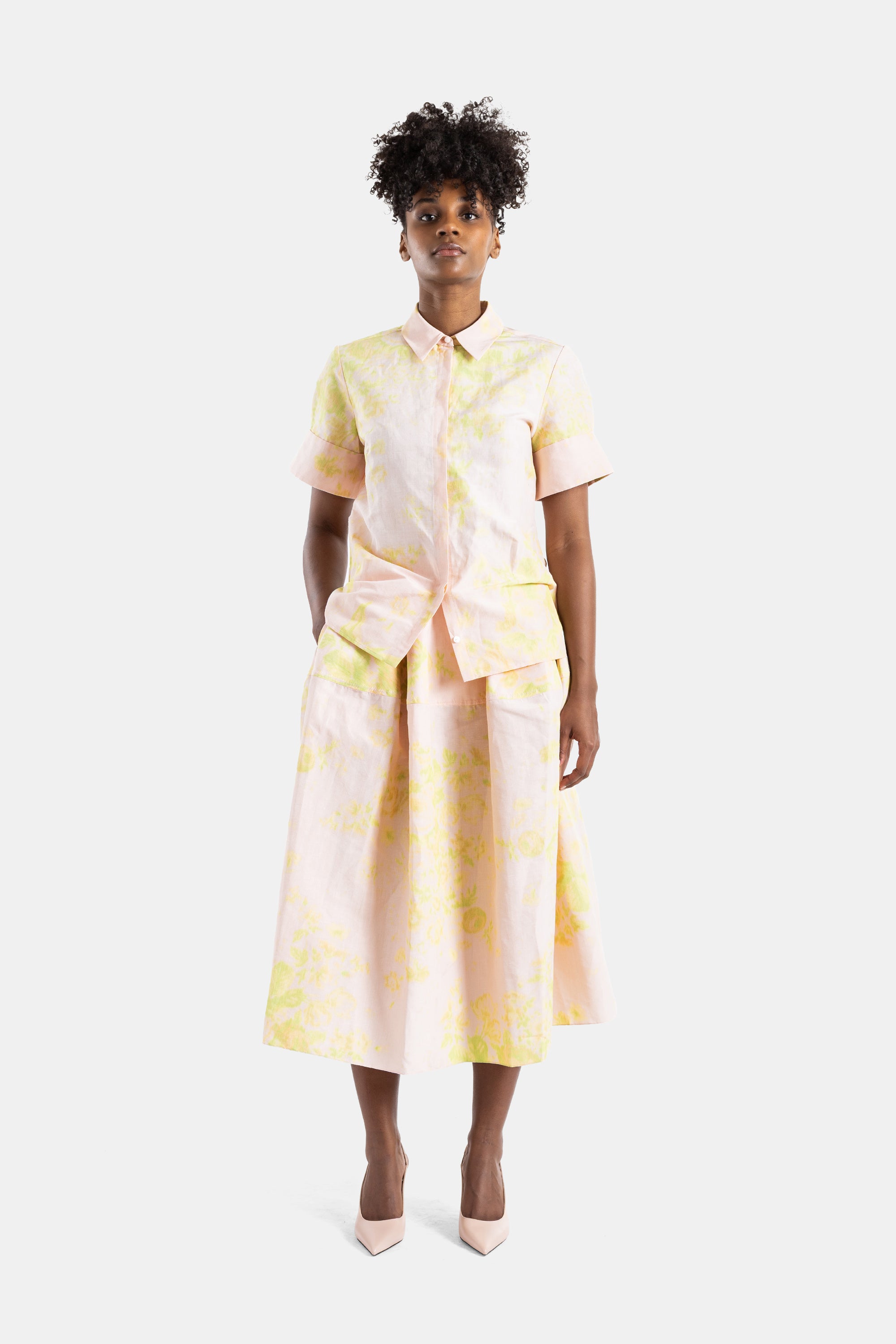 Chartreuse Floral Pleated Midi Skirt Erdem | Actuel B