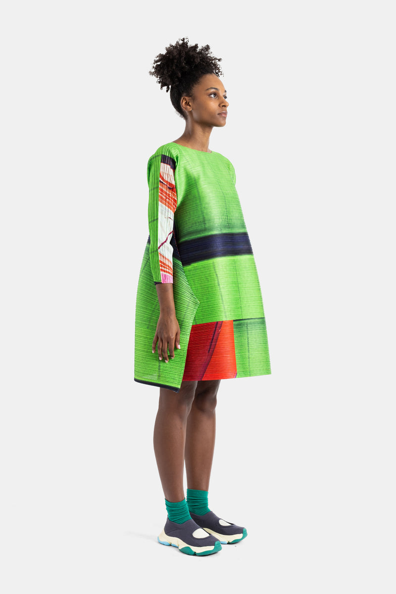 Pleated City Collage Tunic Red/Green
