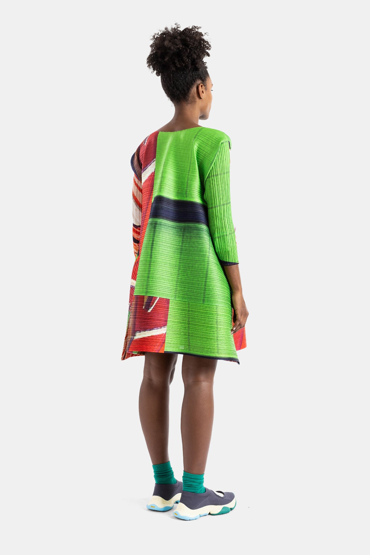 Pleated City Collage Tunic Red/Green