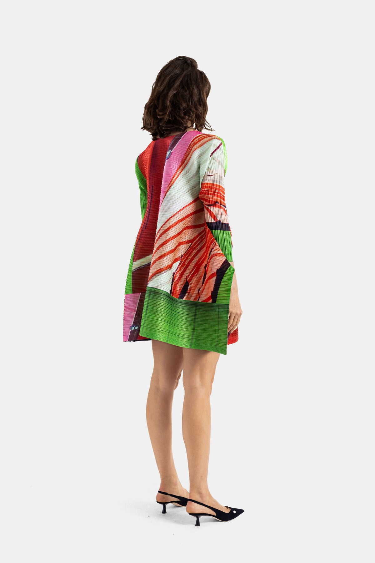 City Collage Pleated Tunic Red/Green