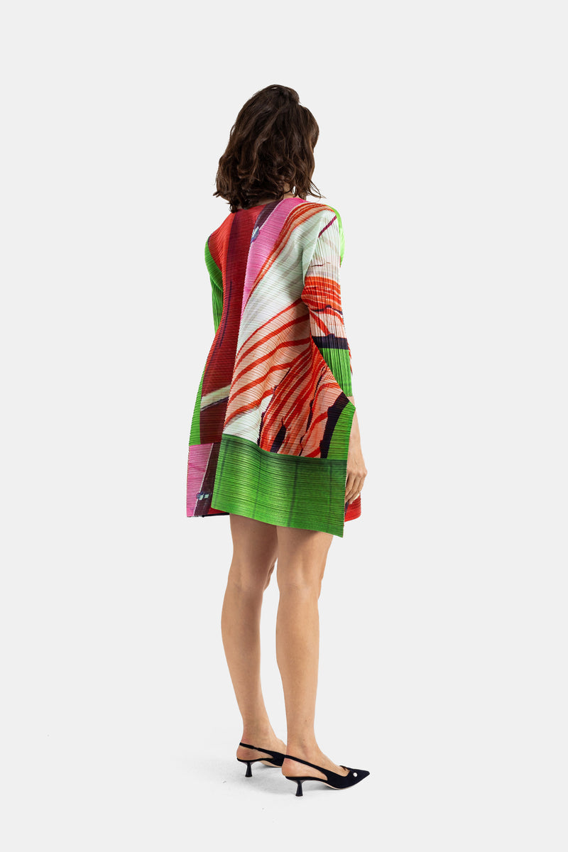 City Collage Pleated Tunic Red/Green