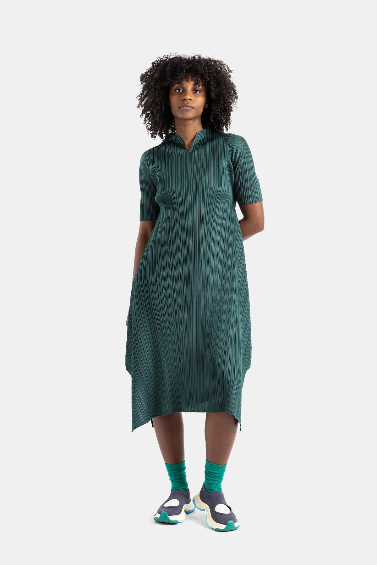 Robe midi Monthly Colors plissée vert sapin