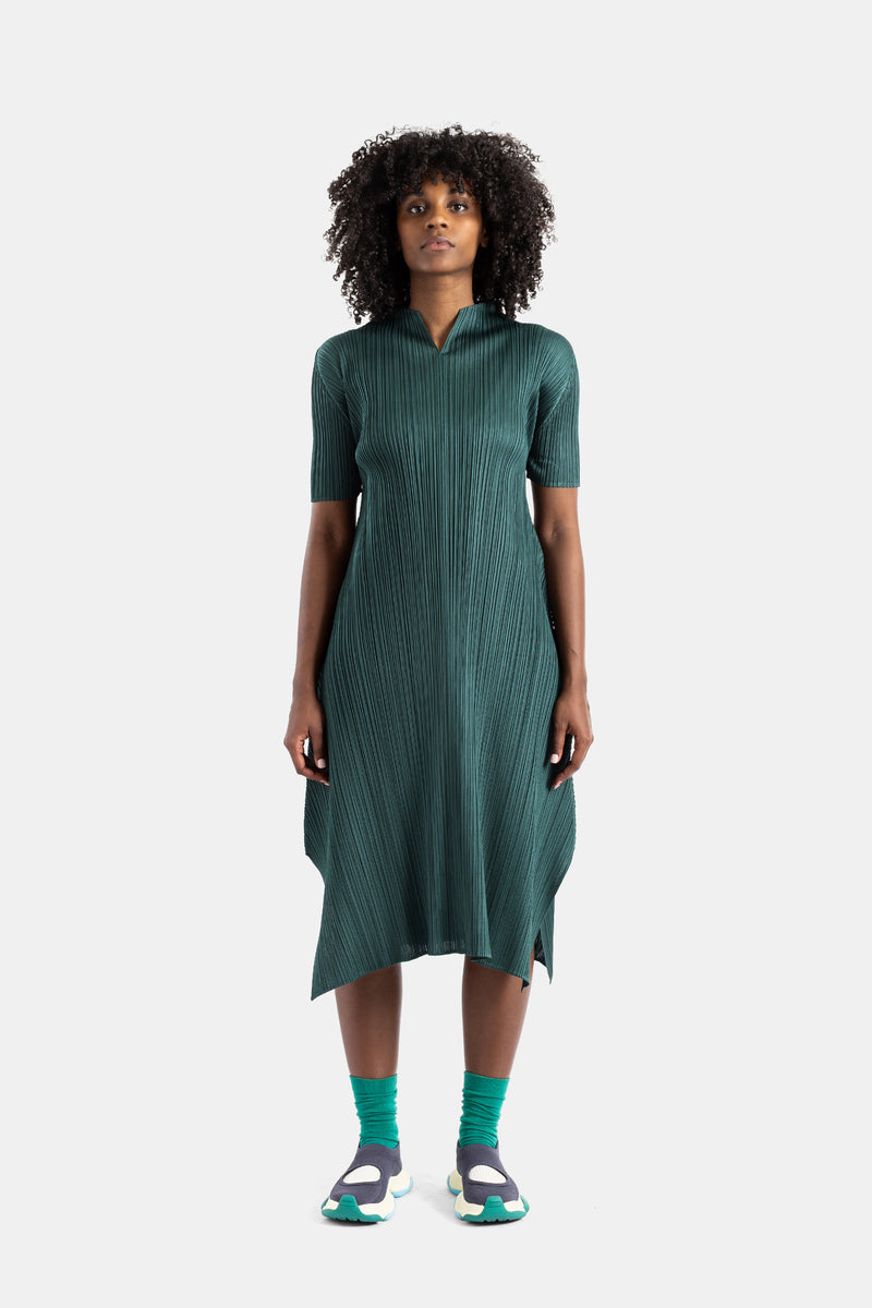 Monthly Colors pleated midi dress in pine green