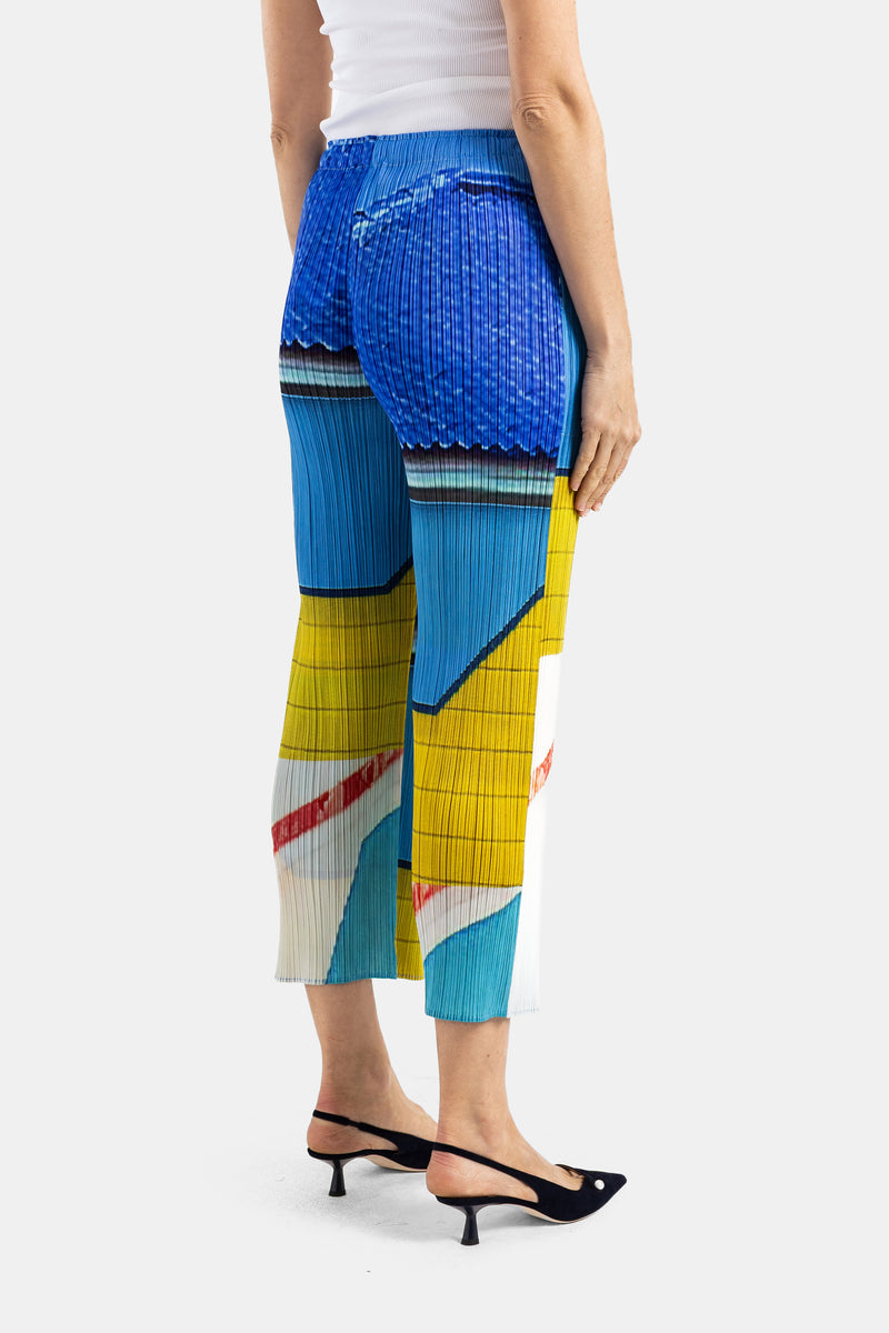 City Collage Pleated Trousers Blue/Yellow