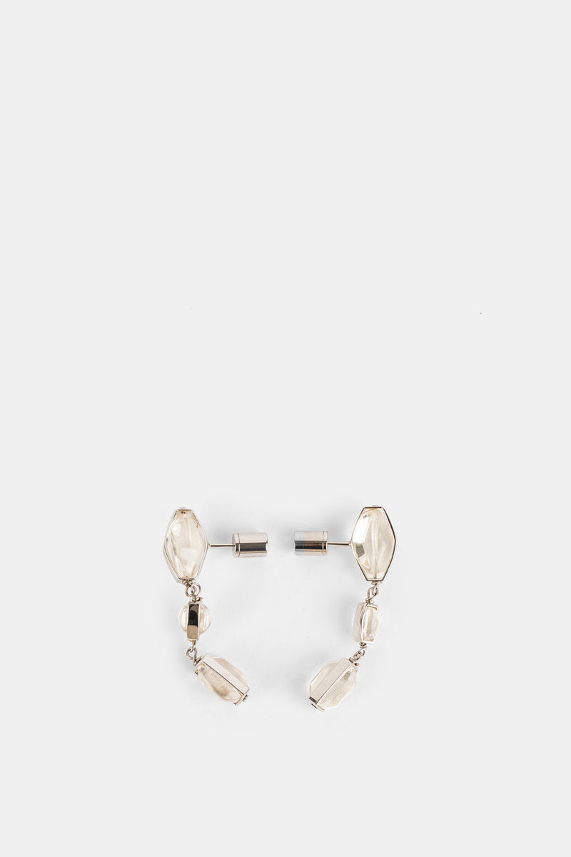 Boucles d'Oreilles Pendantes à Cristaux Argent