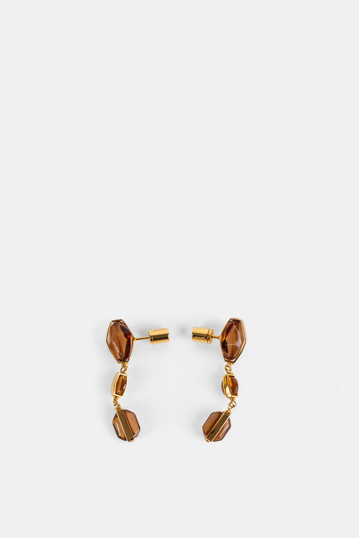 Boucles d'Oreilles Pendantes à Cristaux Ambrés Dorés