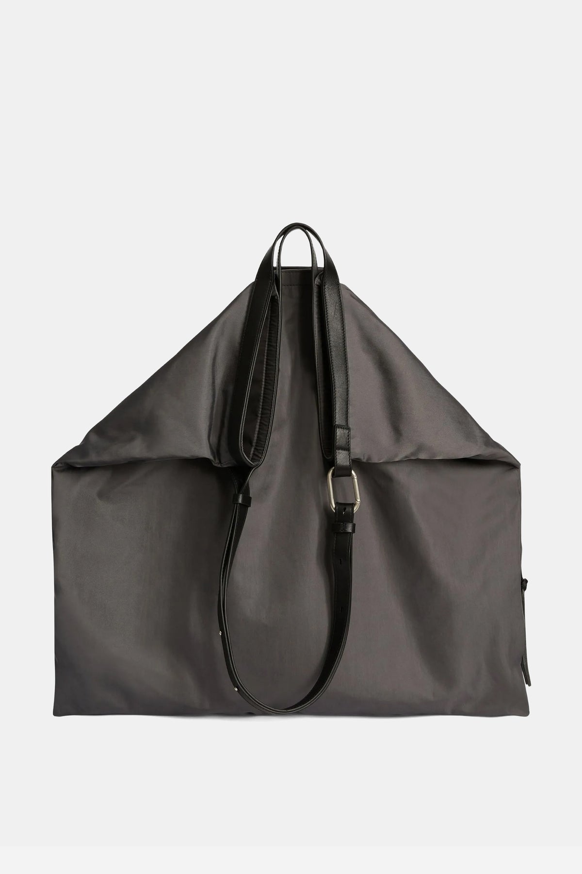 Soft Rolled Hobo Large Nylon Shoulder Bag Grey