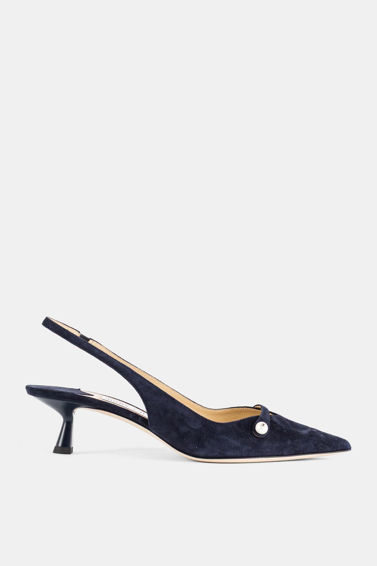 Slingback à kitten heel en daim Amita 45 marine perle