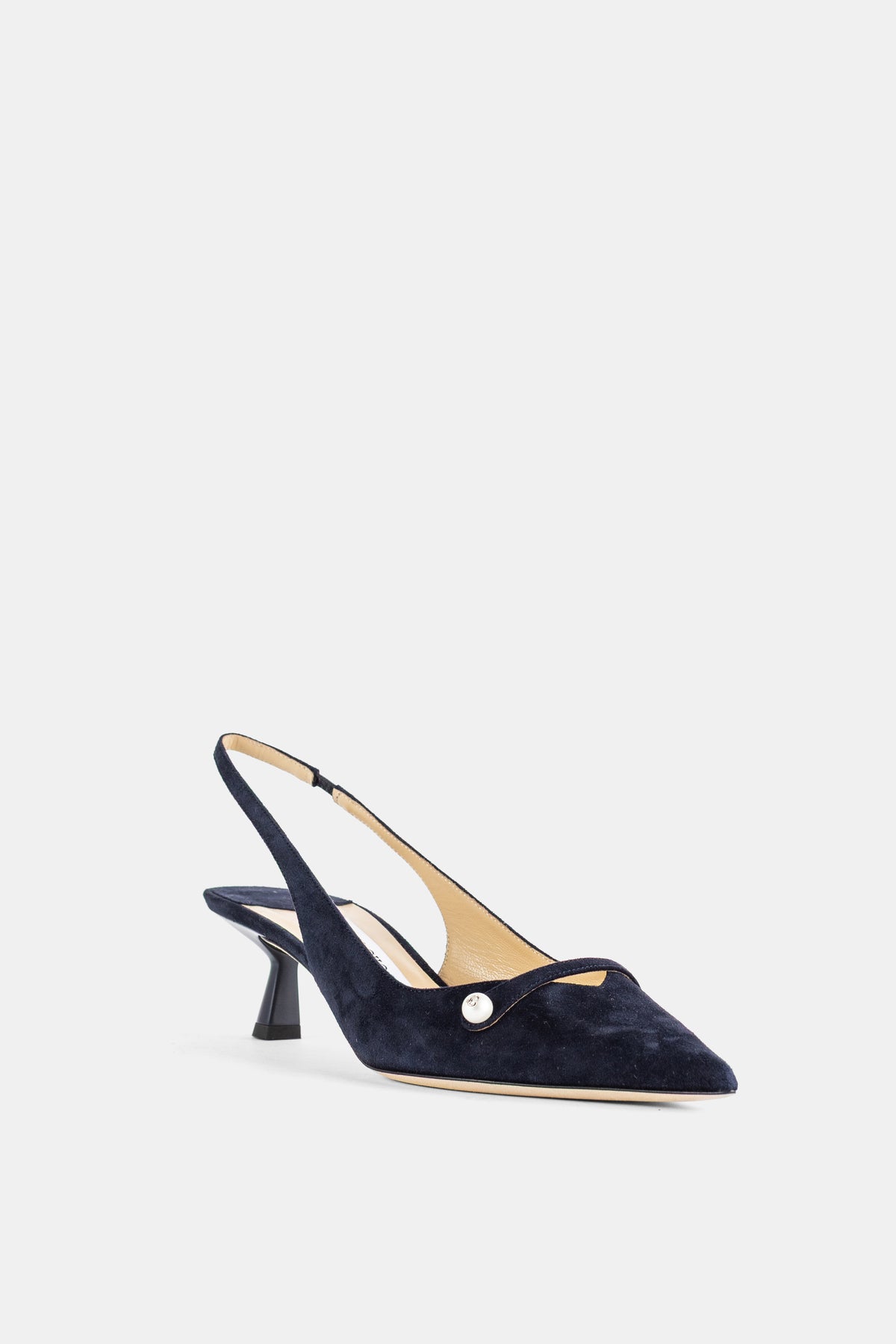 Slingback à kitten heel en daim Amita 45 marine perle