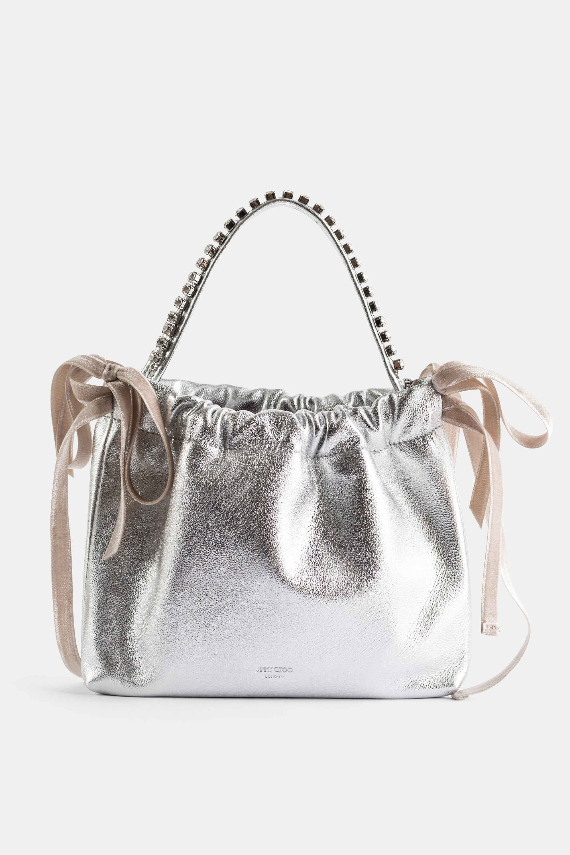 Drawstring Mini Nappa Silver Pouch Jimmy Choo | Actuel B