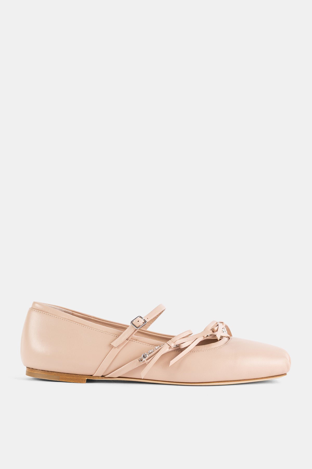 Ballerine en nappa grainée Loli macaron nude rosé double bride