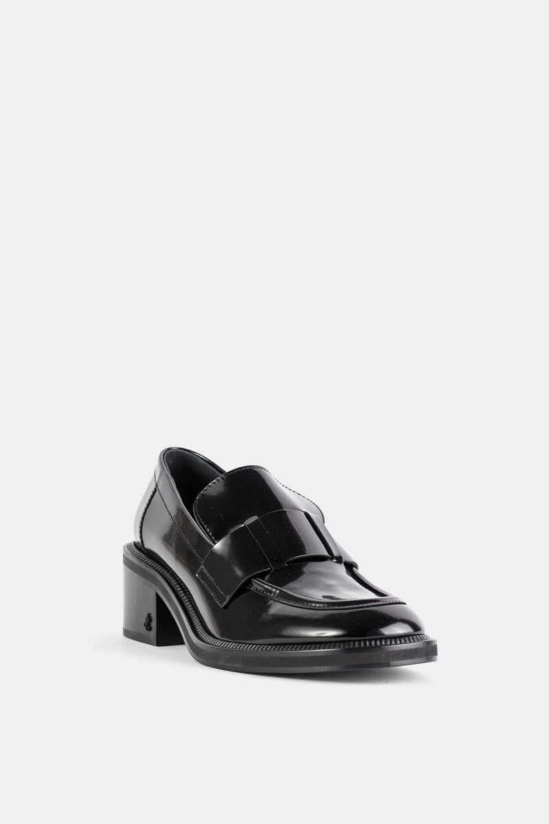 Tylor 60 Spazzolato Leather Loafer Black Block Heel Jimmy Choo