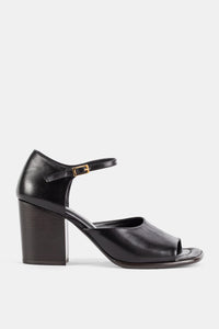 Sandalo con tacco a blocco Square Heeled 80 in pelle vegetale lucida nera - EU 38