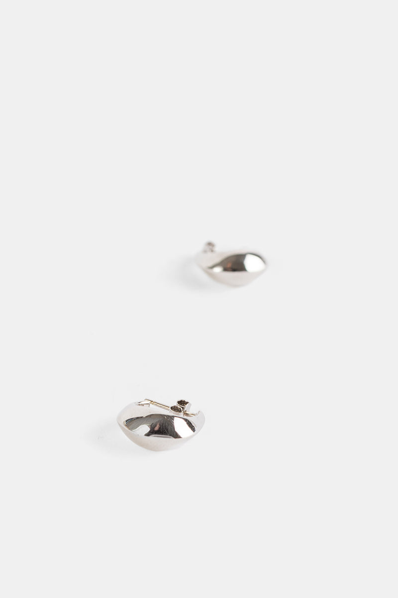 Curved Mini Drop Earrings in Silver