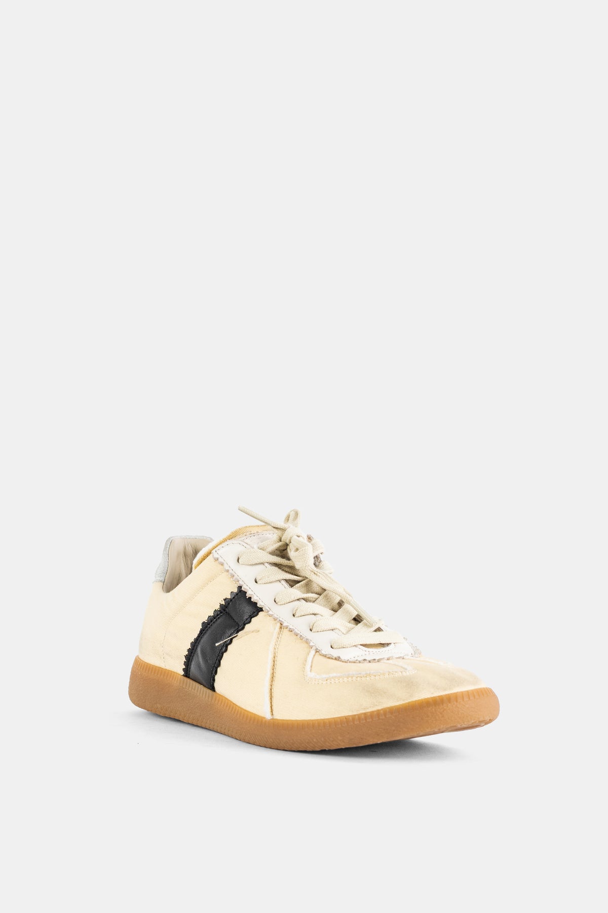 Replica Canvas Sneaker Ivory Black Stripe Gum Sole