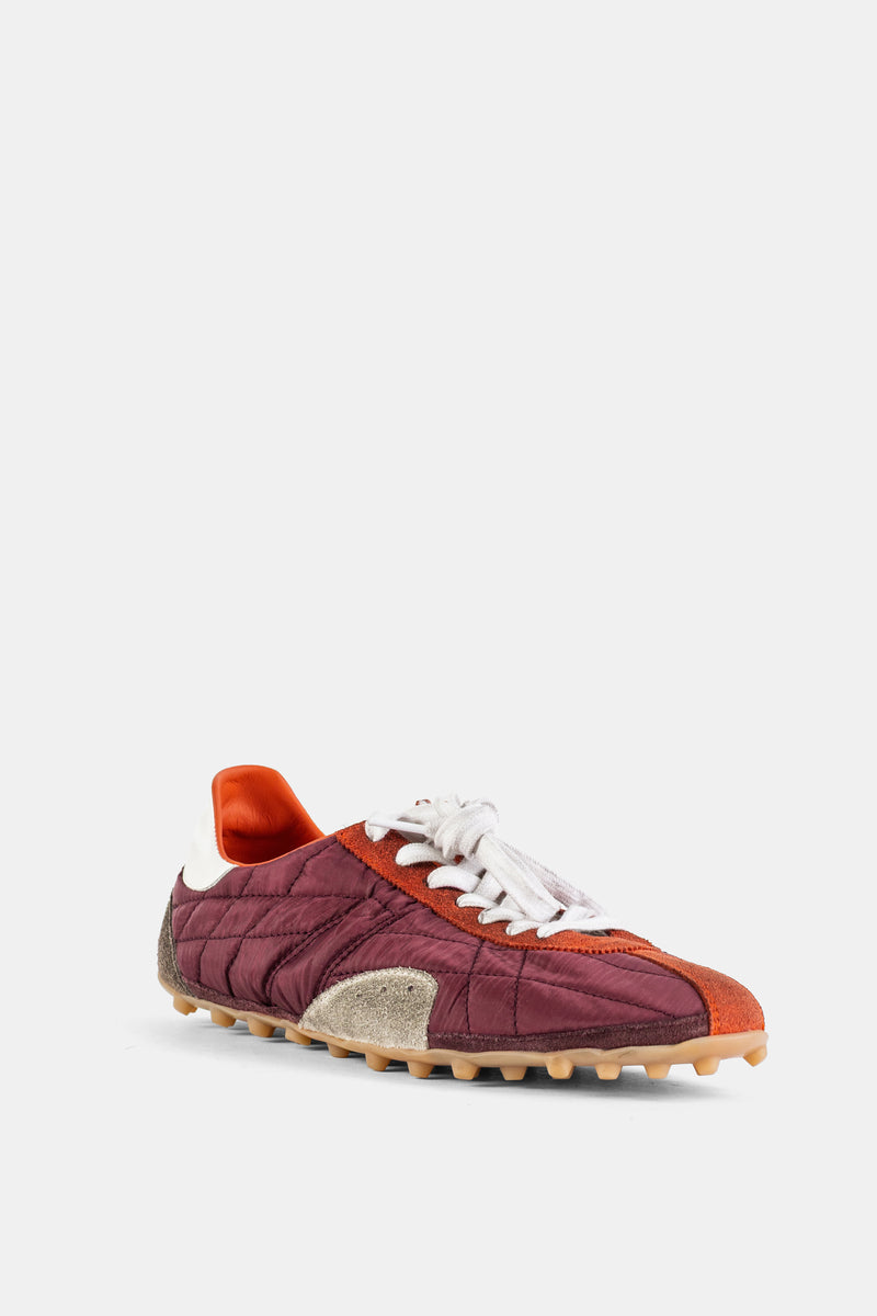 Sprinters Quilted Nylon Sneaker Bordeaux Orange Suede