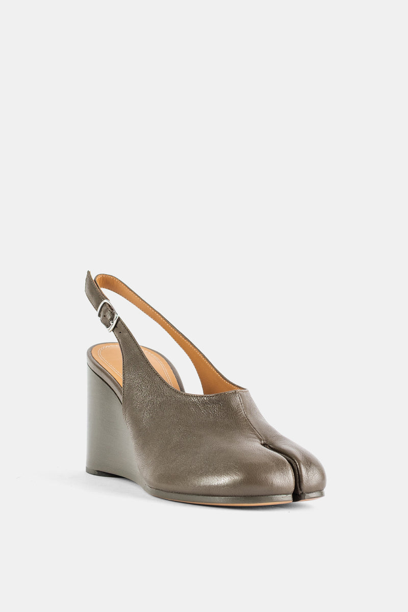 Tabi Wedge Slingback Nappa Leather Khaki Olive
