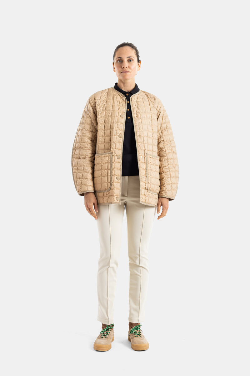 Alleuze belted beige puffer jacket
