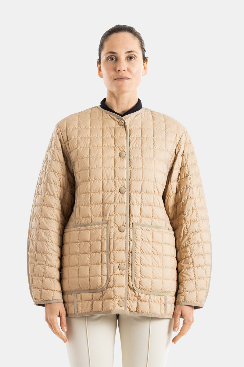 Alleuze belted beige puffer jacket