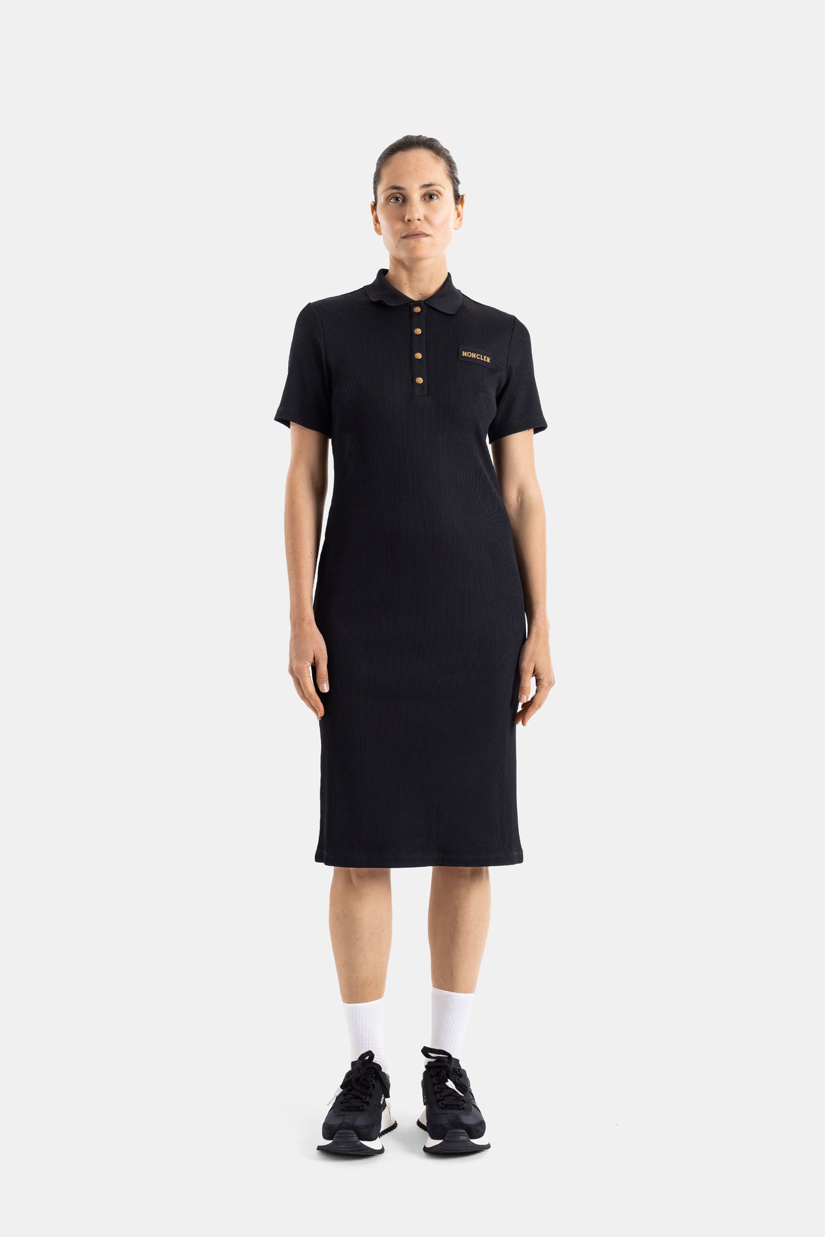 Black midi polo dress