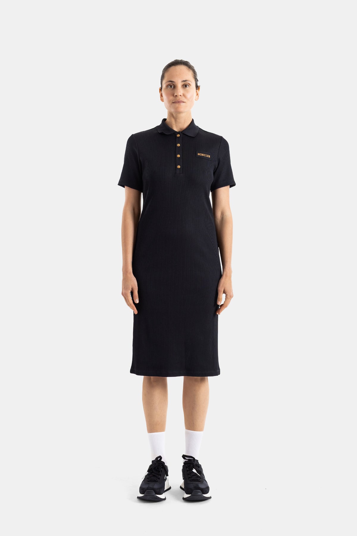 Black midi polo dress