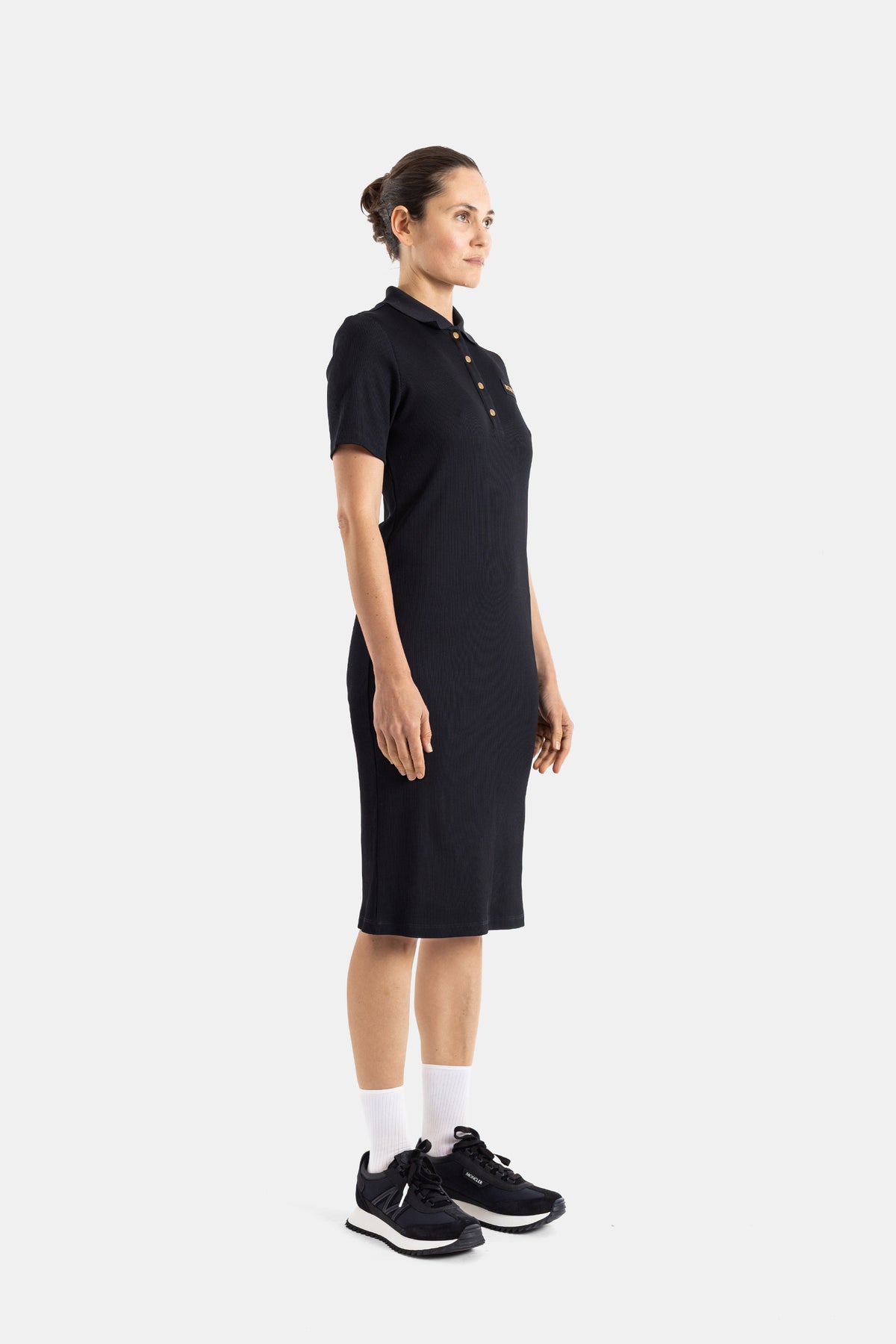Black midi polo dress