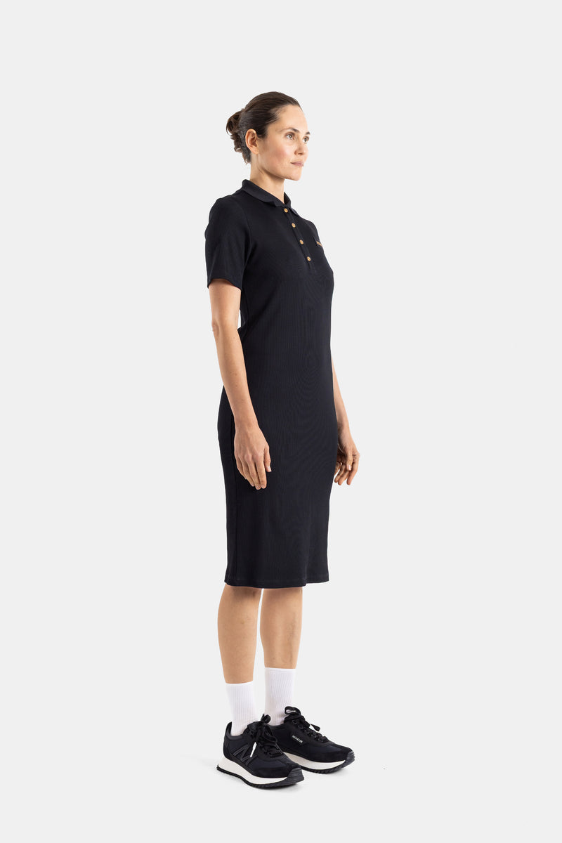 Black midi polo dress