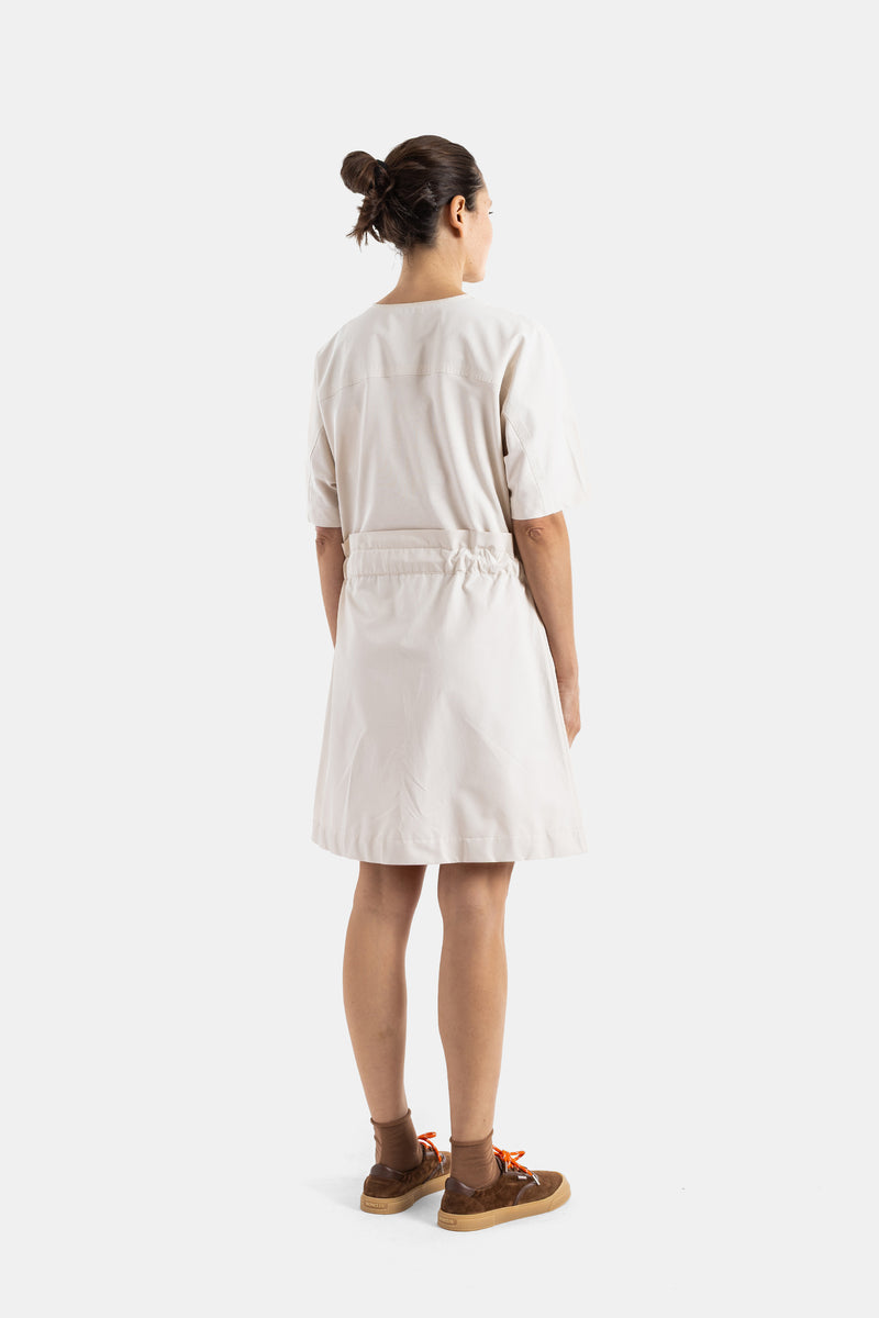 Belted Two-Tone Beige Dress