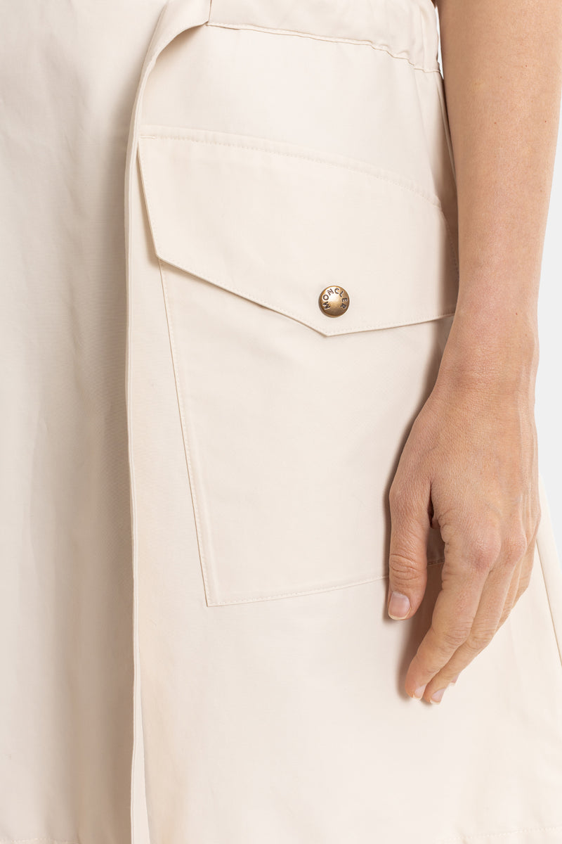 Belted Two-Tone Beige Dress