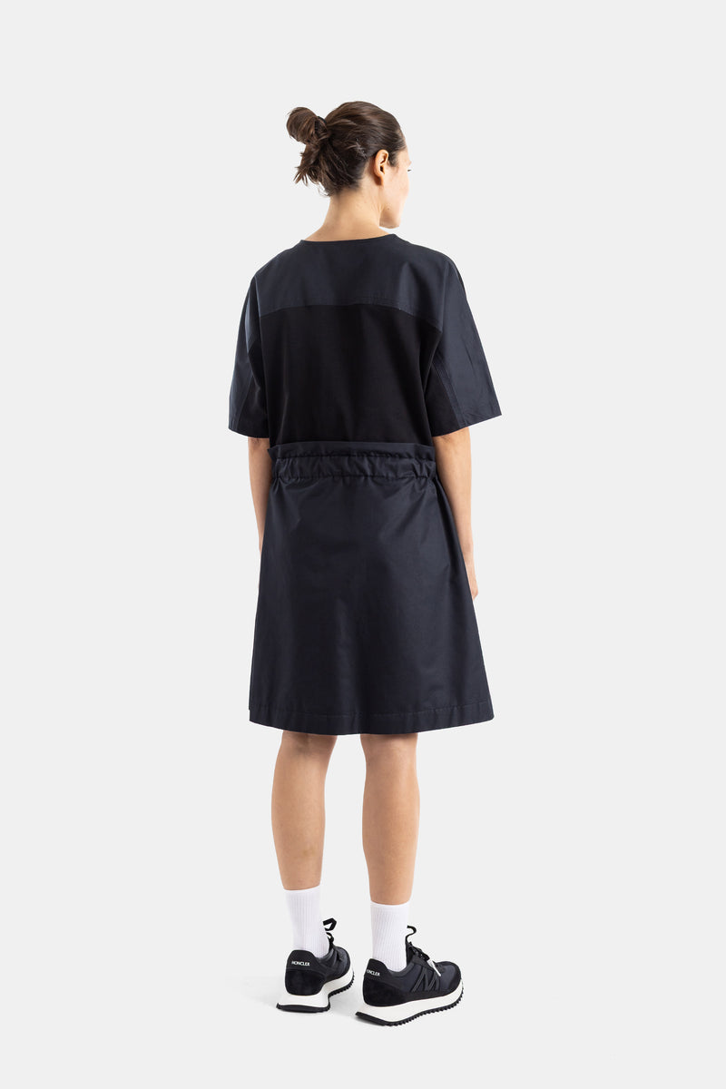 Black belted two-tone dress