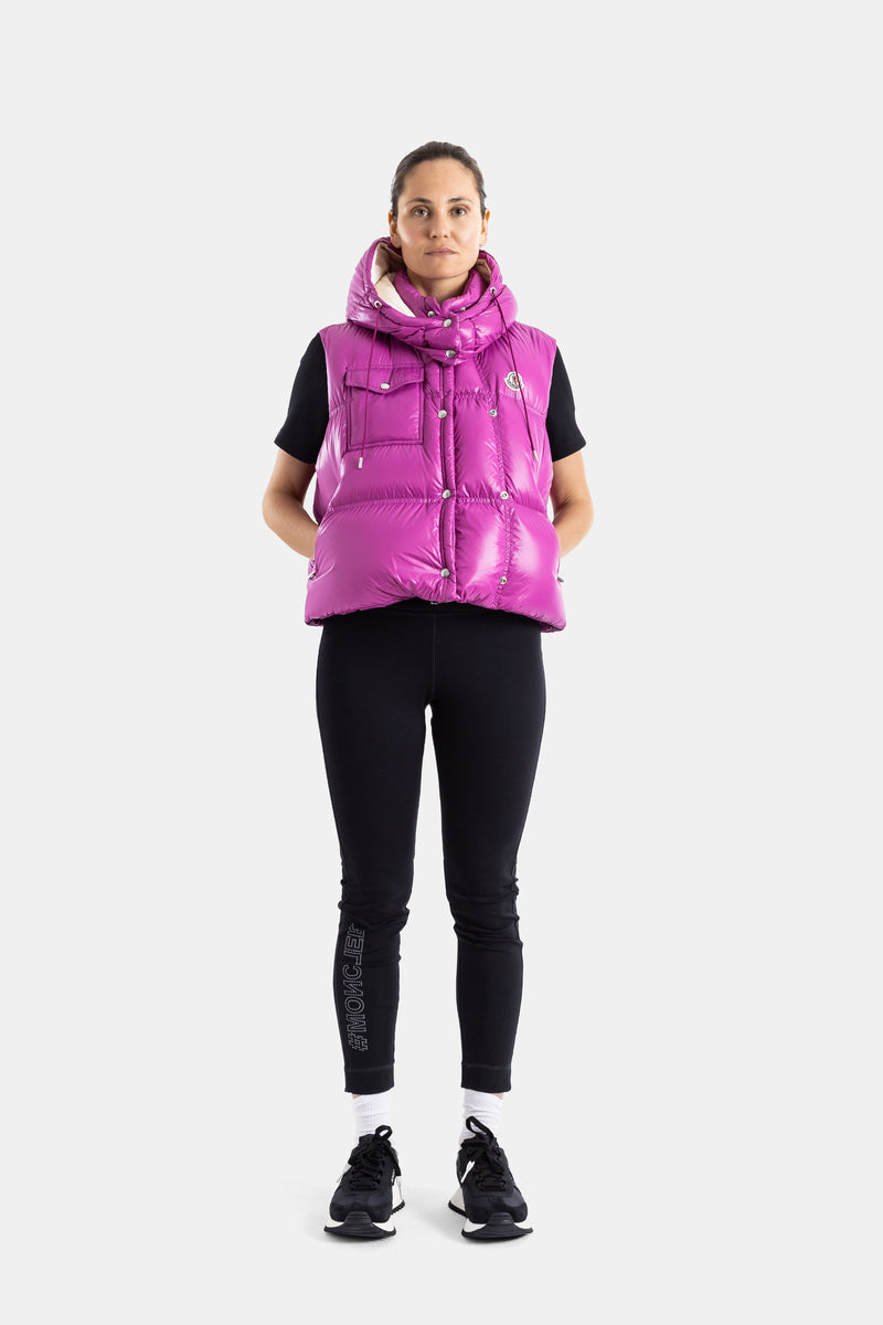 Pario pink hooded puffer gilet