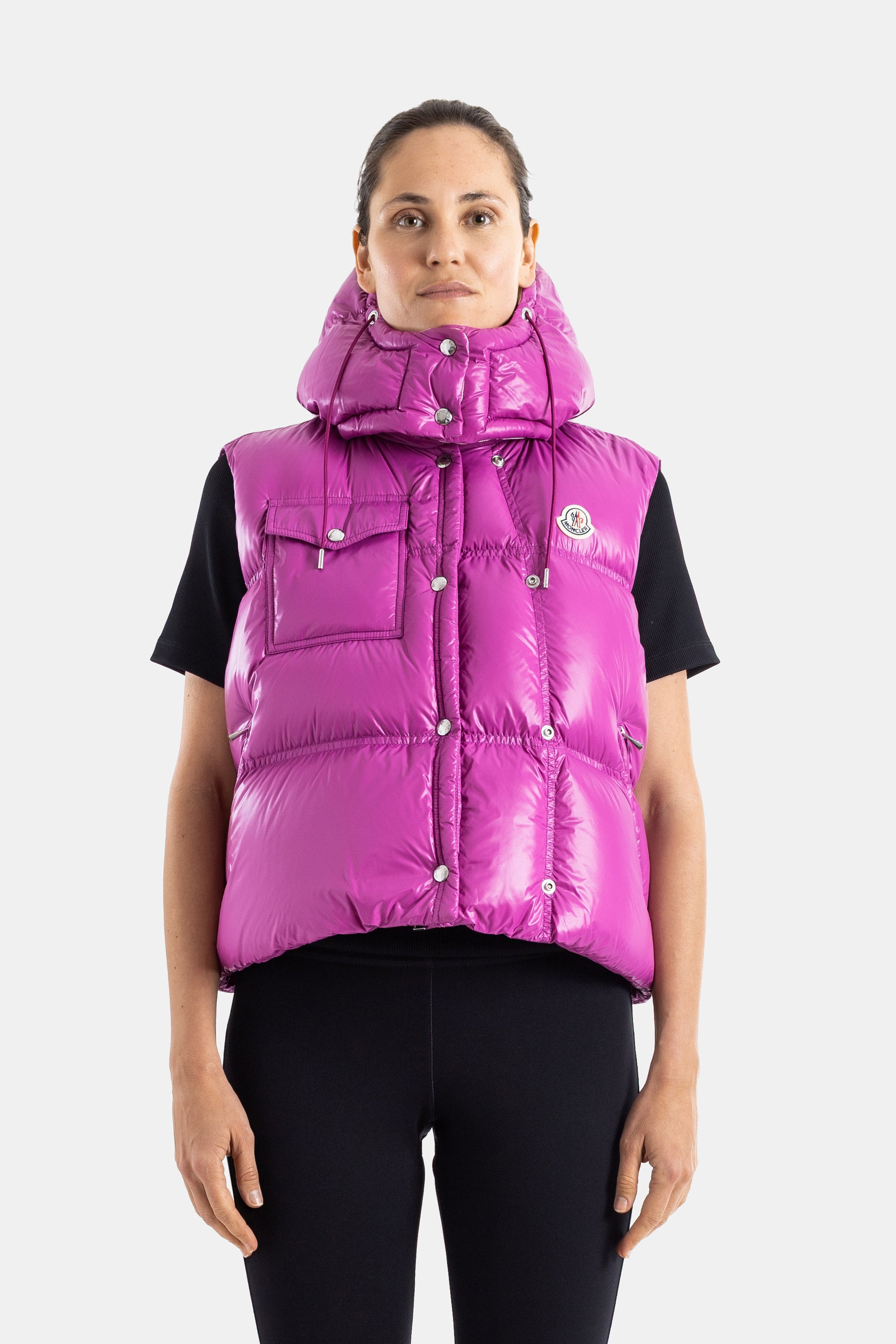 MONCLER ピンクパープル　ダウンベスト ファー付き Moncler Pario Hooded Puffer Vest Pink | Actuel B