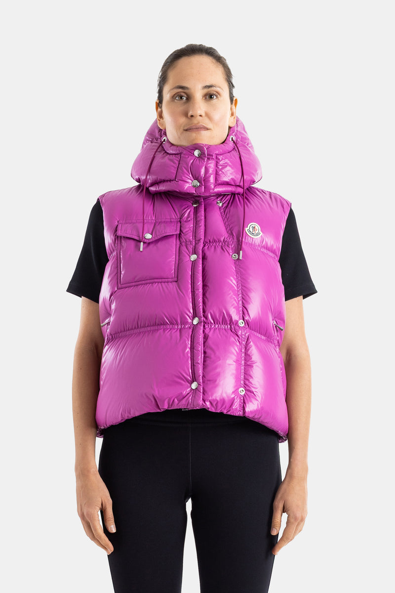 Pario pink hooded puffer gilet