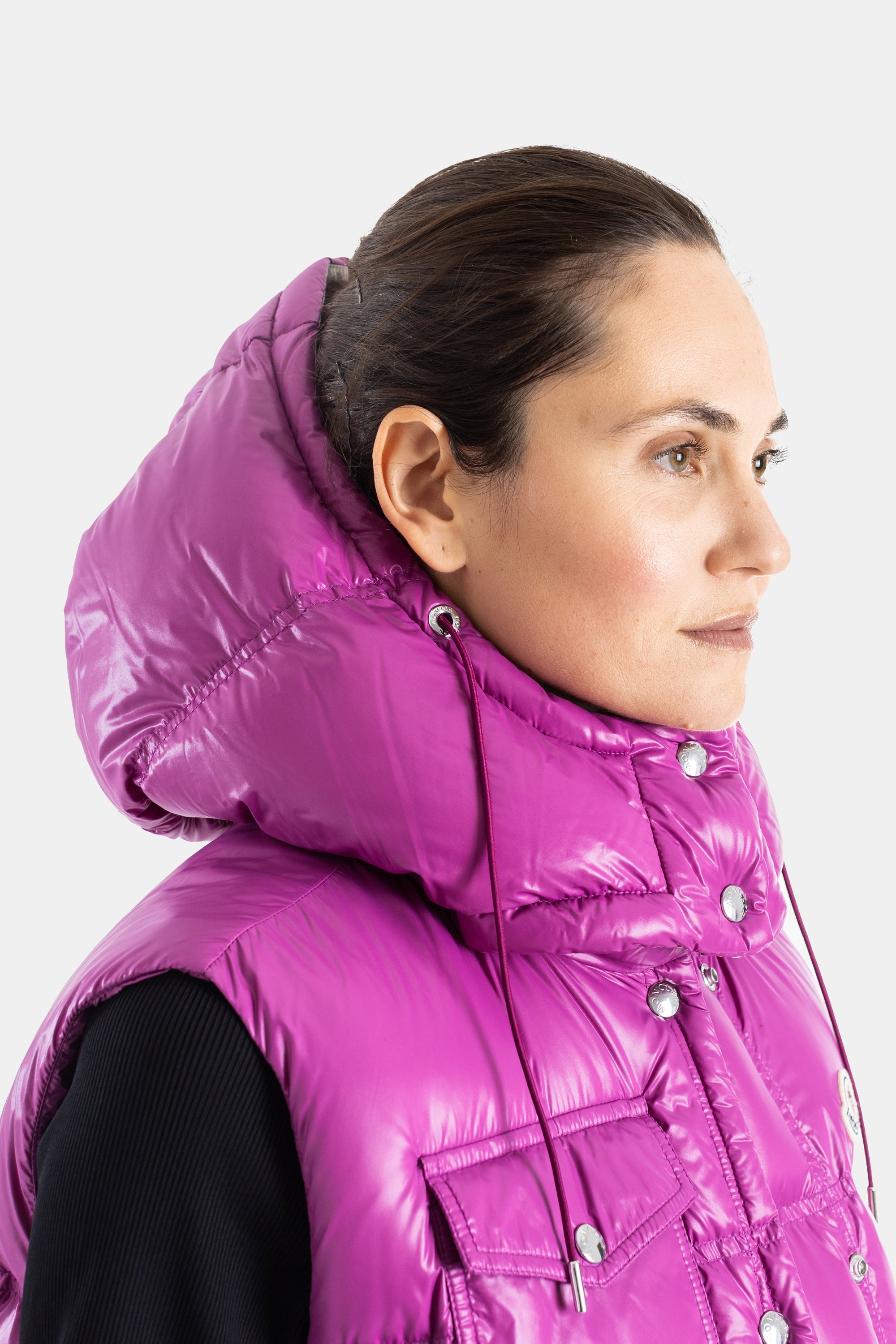 Moncler Pario Hooded Puffer Vest Pink | Actuel B