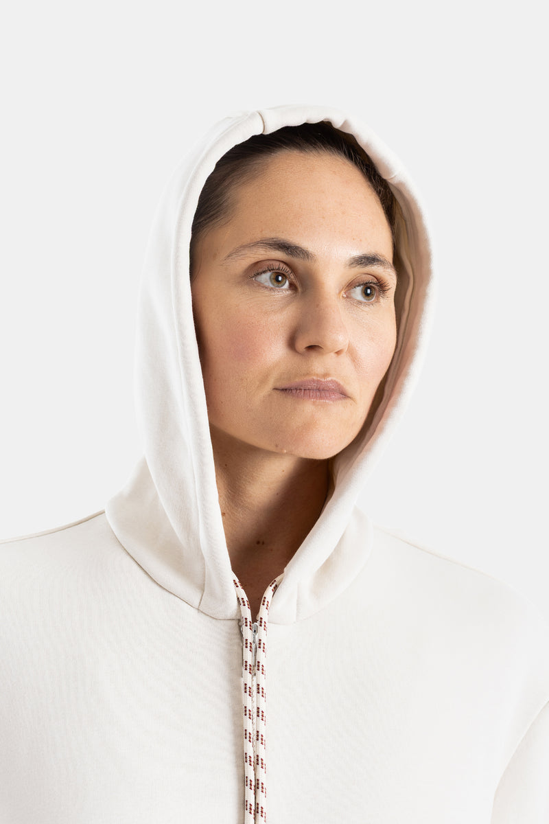 Ecru Zipped Hoodie