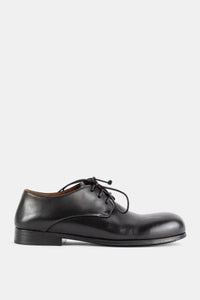 Marsell derbies cuir lisse noir Capozucca bout rond semelle fine lacets ronds SS26 femme
