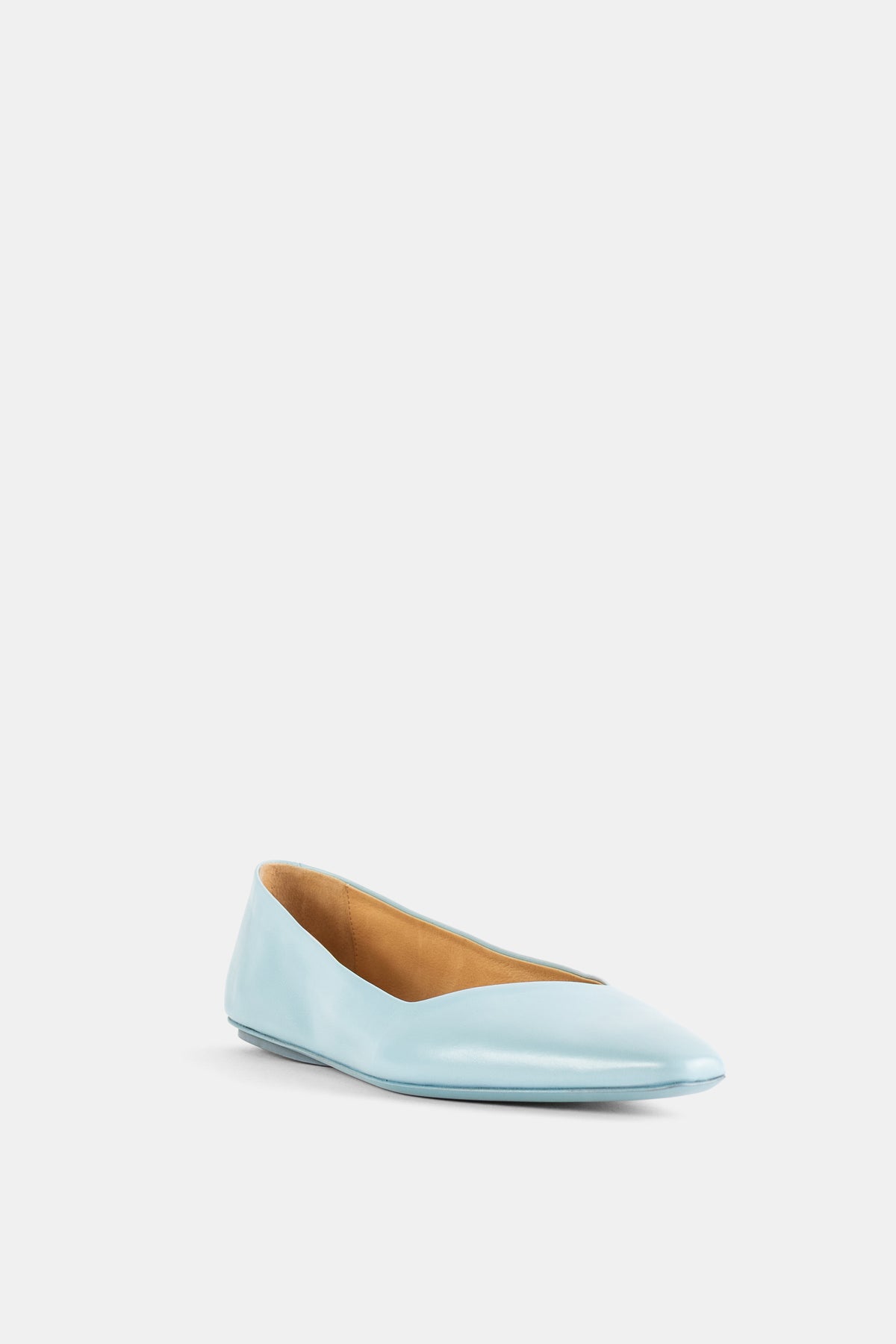 Cazuolla Sky Blue Nappa Leather Pointed Ballet Flats