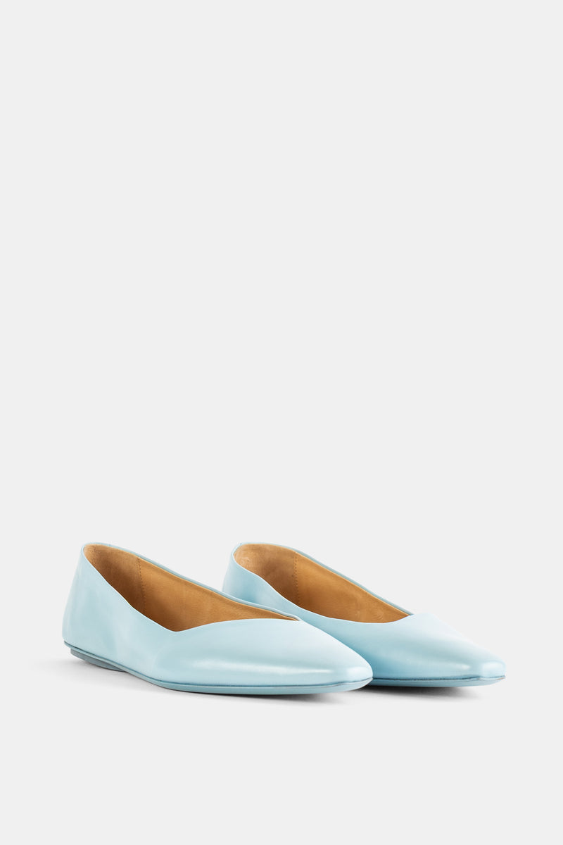Cazuolla Sky Blue Nappa Leather Pointed Ballet Flats
