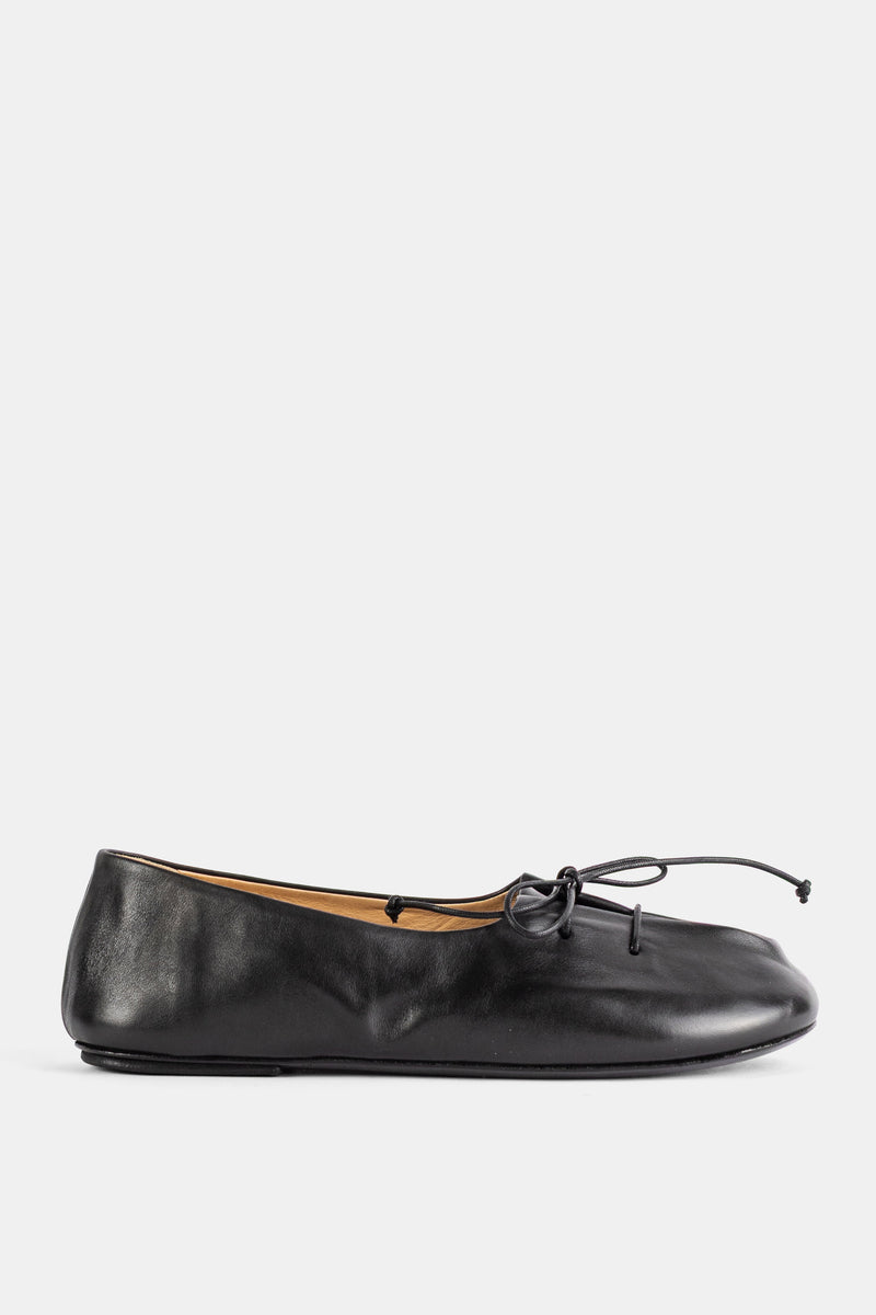 Marsell Girella ballerinas smooth black nappa leather square toe thin cord knot SS26 collection