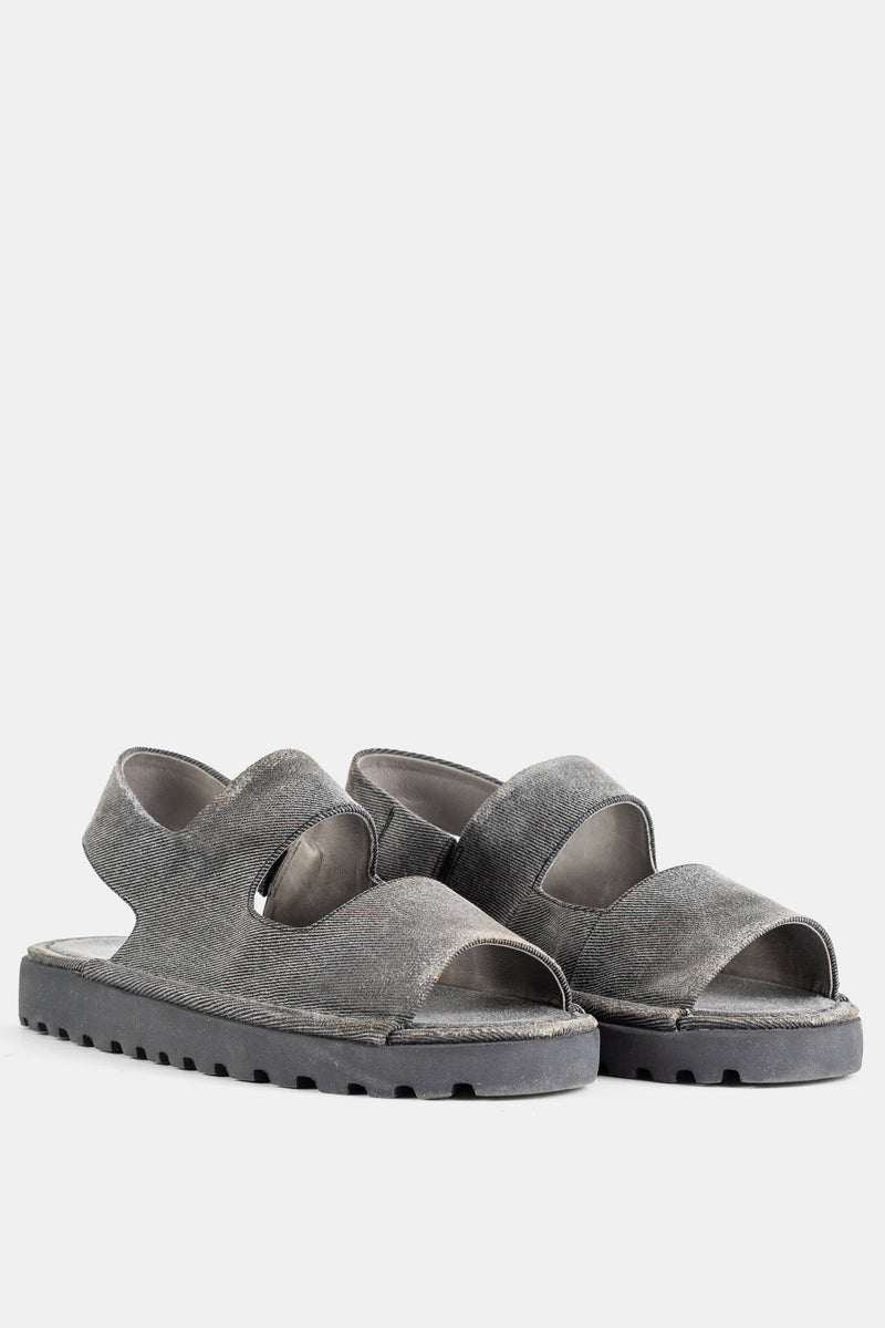 San Pomice Washed Black Denim Sandals