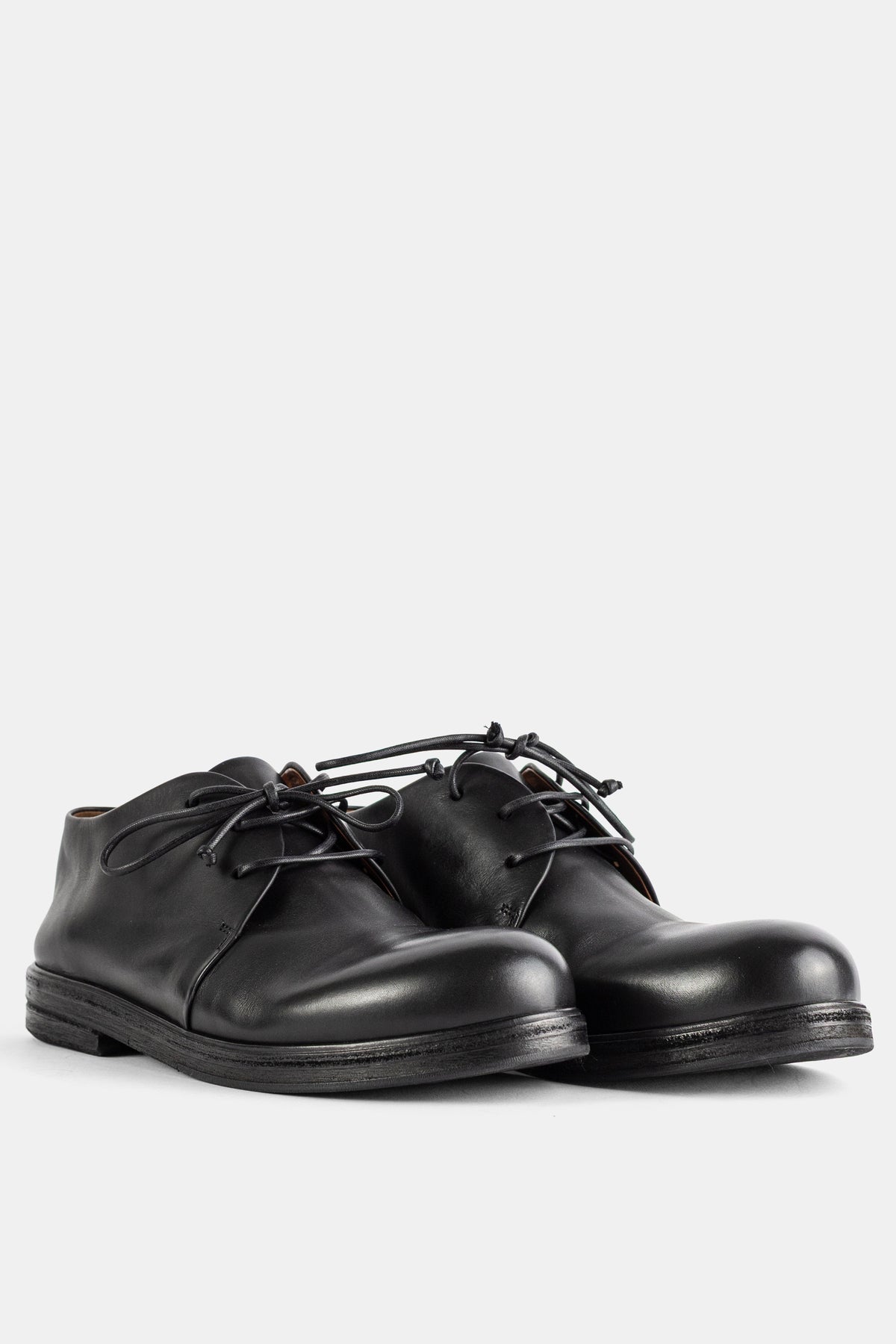 Derbies en cuir lisse noir Zucca Zeppa