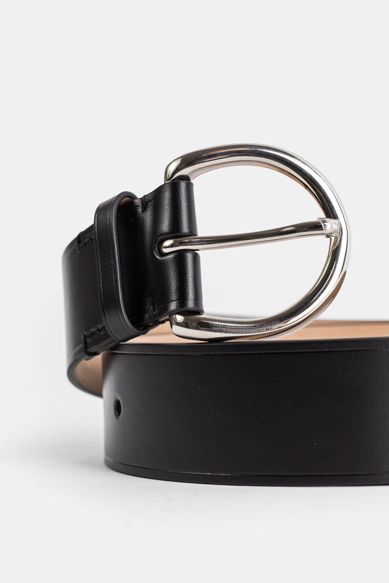 Ceinture boucle ronde 40mm Noir argenté