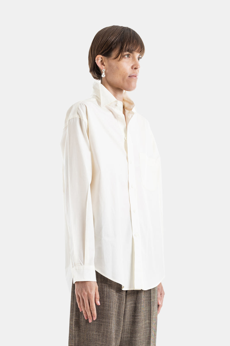 Chemise classique oversize en poplin de coton ivoire