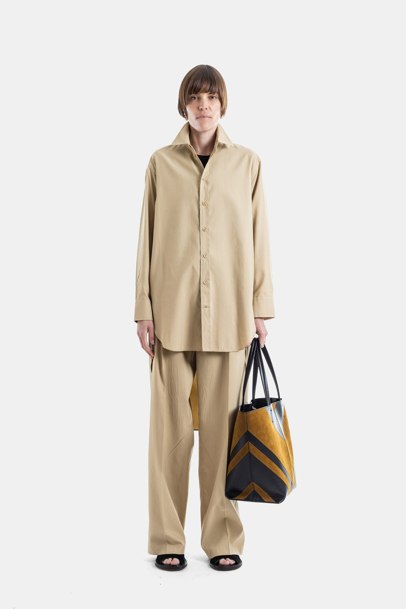 Chemise Allongée Asymétrique en Poly-Twill Trench