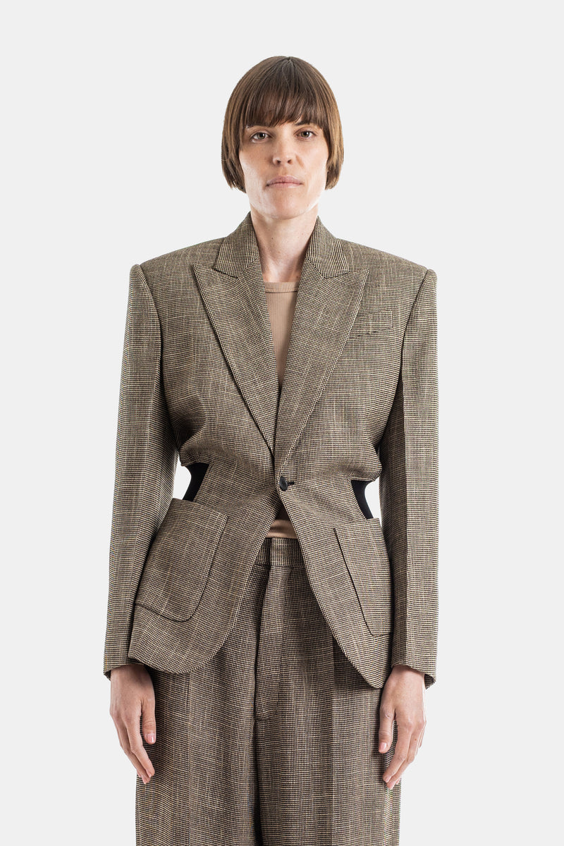 Veste tailleur évasée Grège