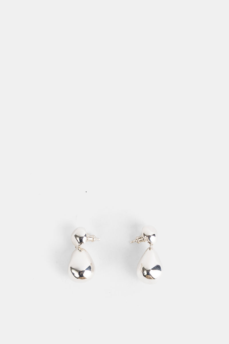 Boucles d'oreilles pendantes Double Ball argentées Pebble
