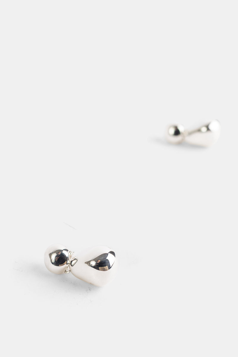 Boucles d'oreilles pendantes Double Ball argentées Pebble