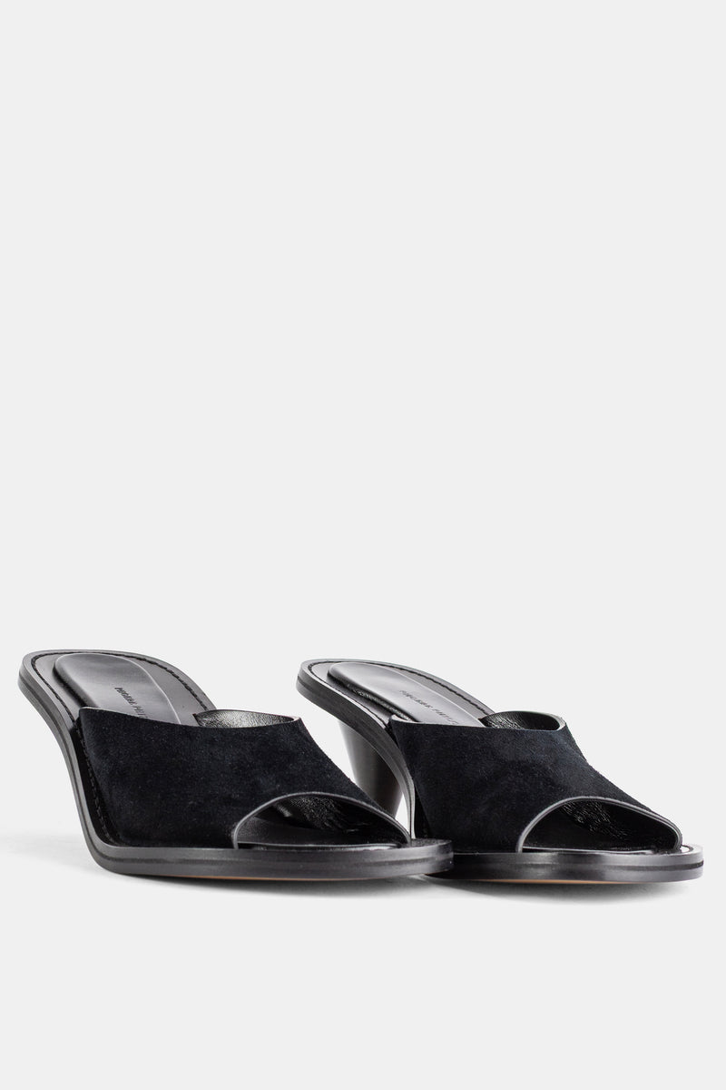 Mule à bride unique en daim noir Strap Mule 75